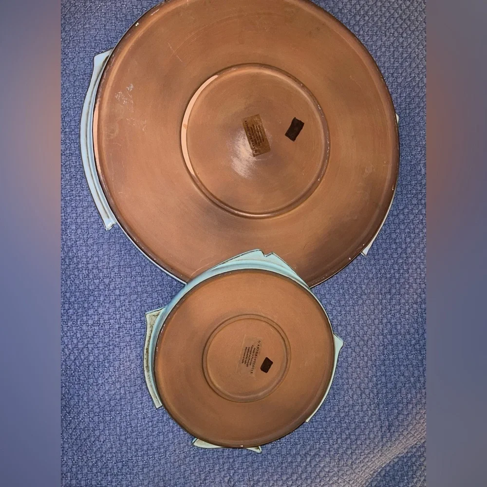 Anthropologie Ceramic Fish Platters X 2 Blue Teal Tray Coastal Nautical Beach